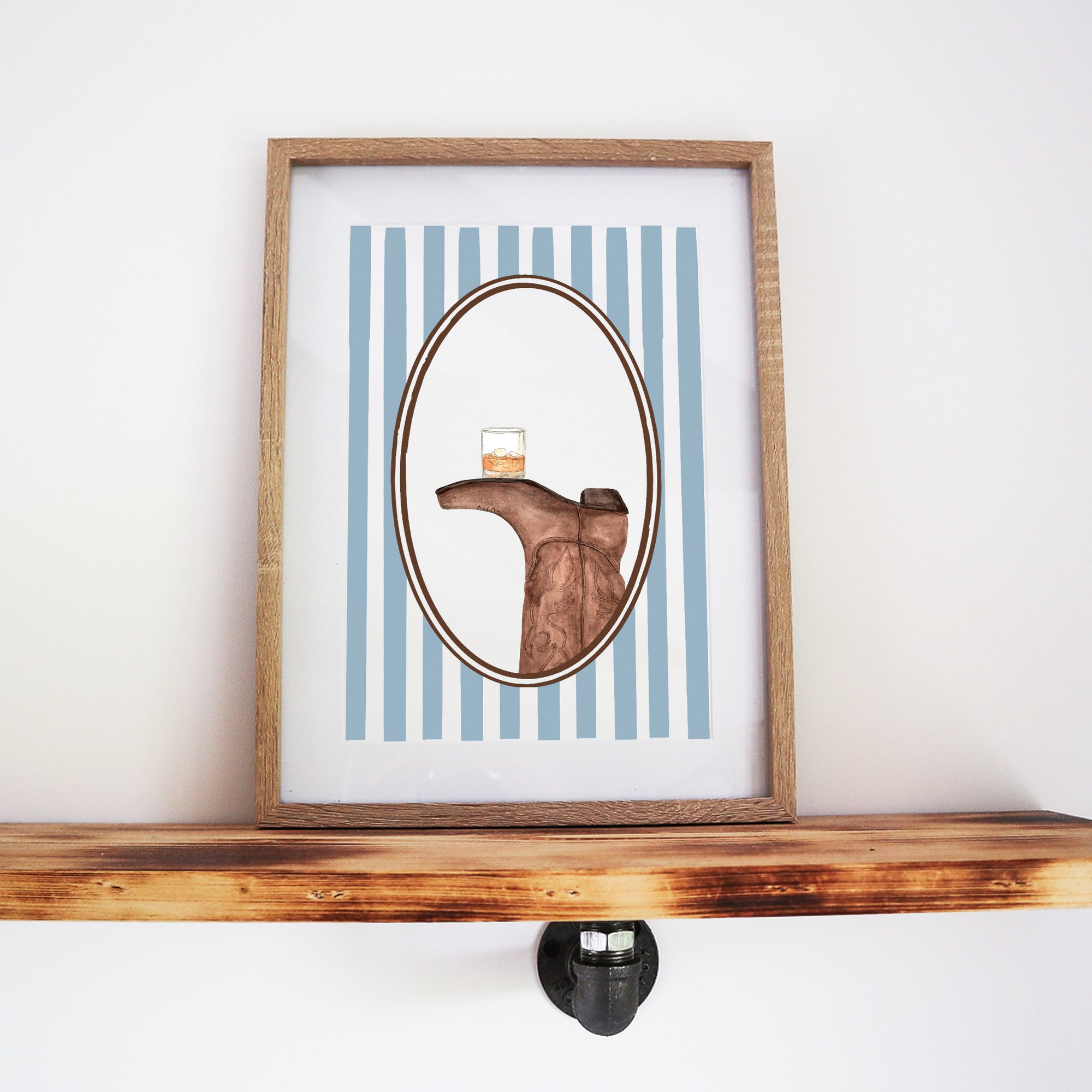 Boots & Booze Cowboy Stripe Print