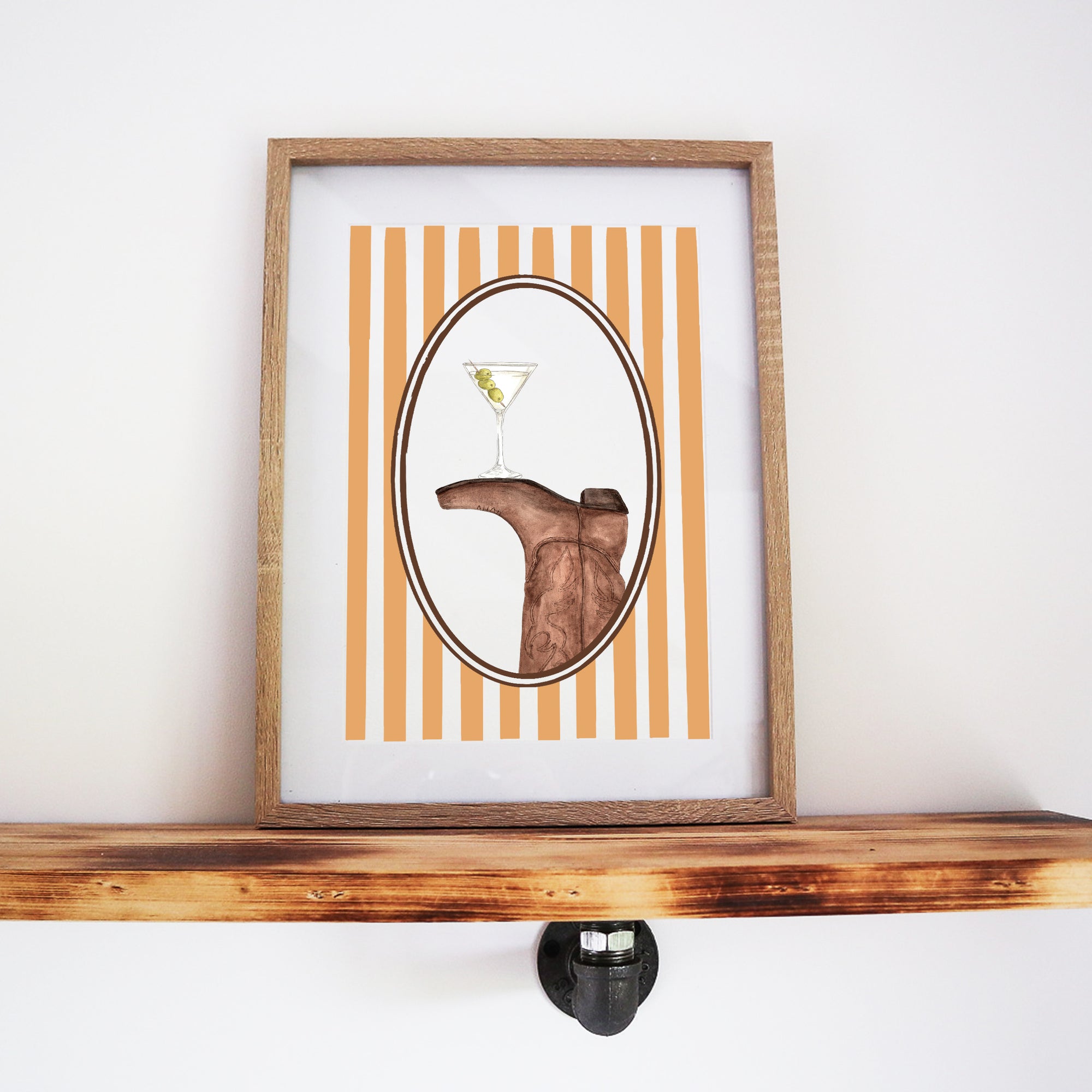Boots & Booze Cowboy Stripe Print