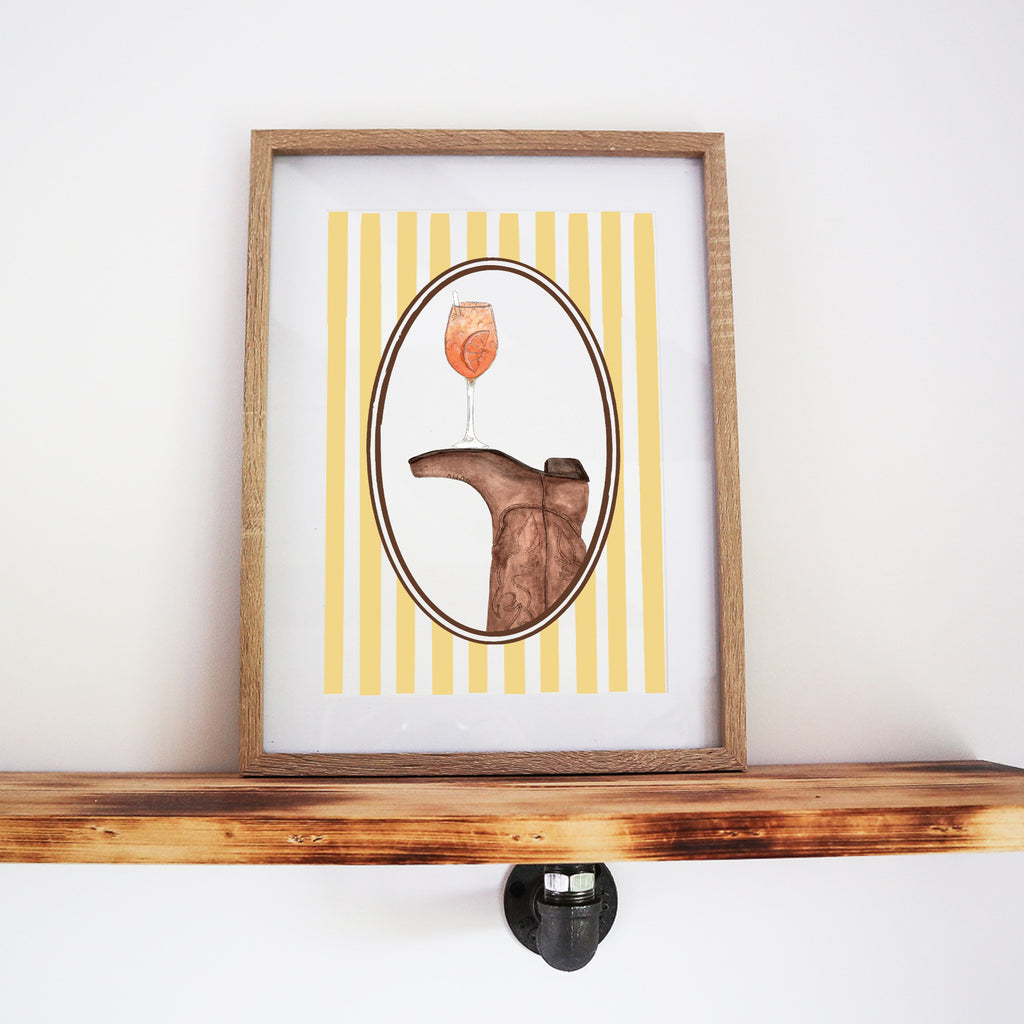 Boots & Booze Cowboy Stripe Print