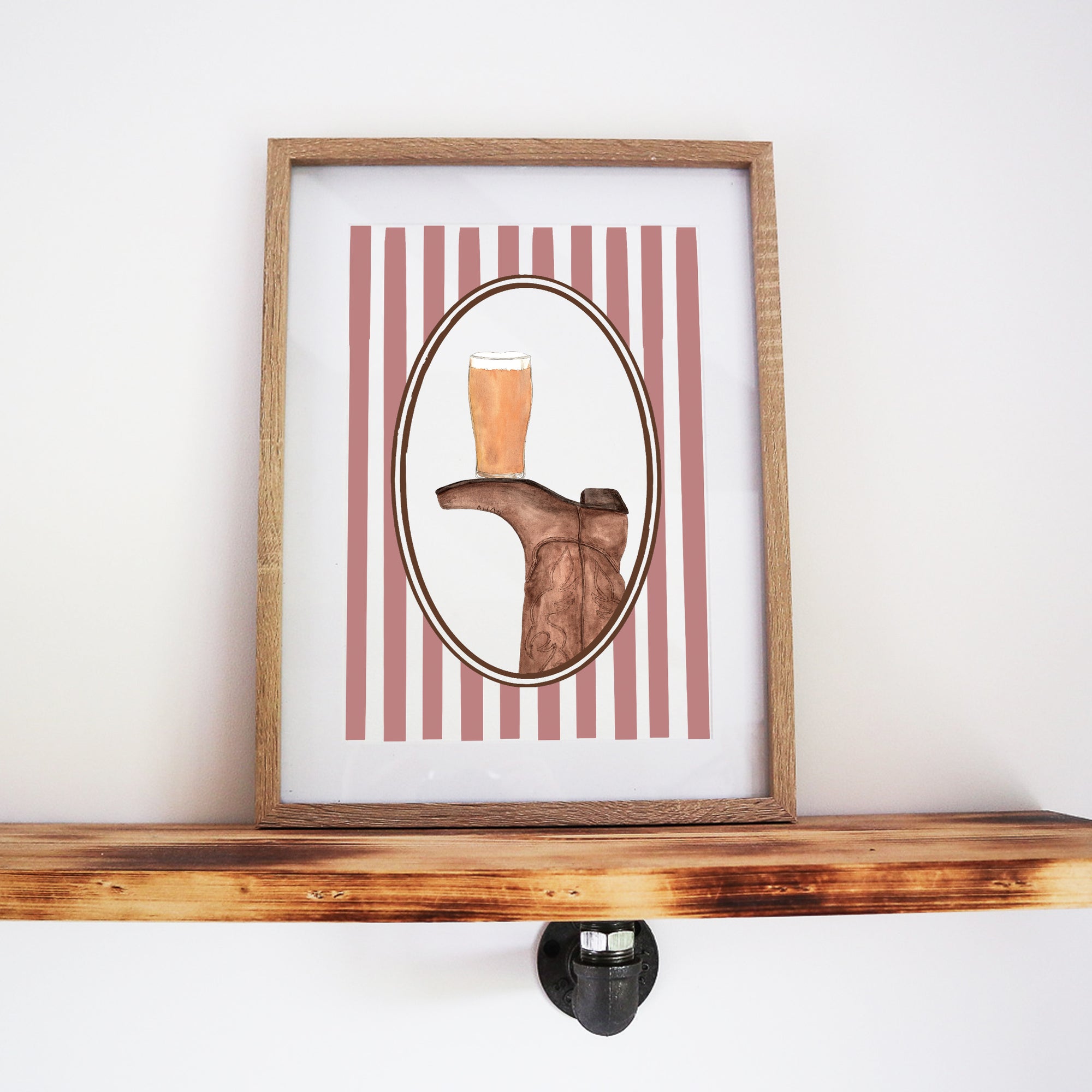 Boots & Booze Cowboy Stripe Print