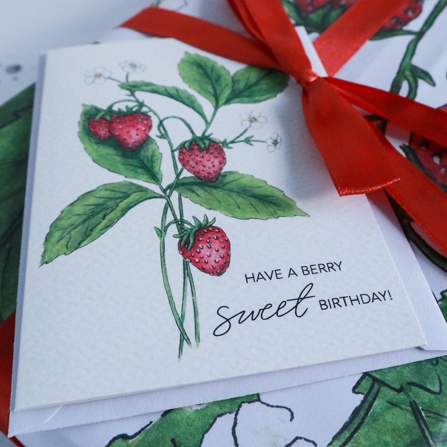 Berry Sweet Birthday Wrapping Paper Sheet & Card Bundle