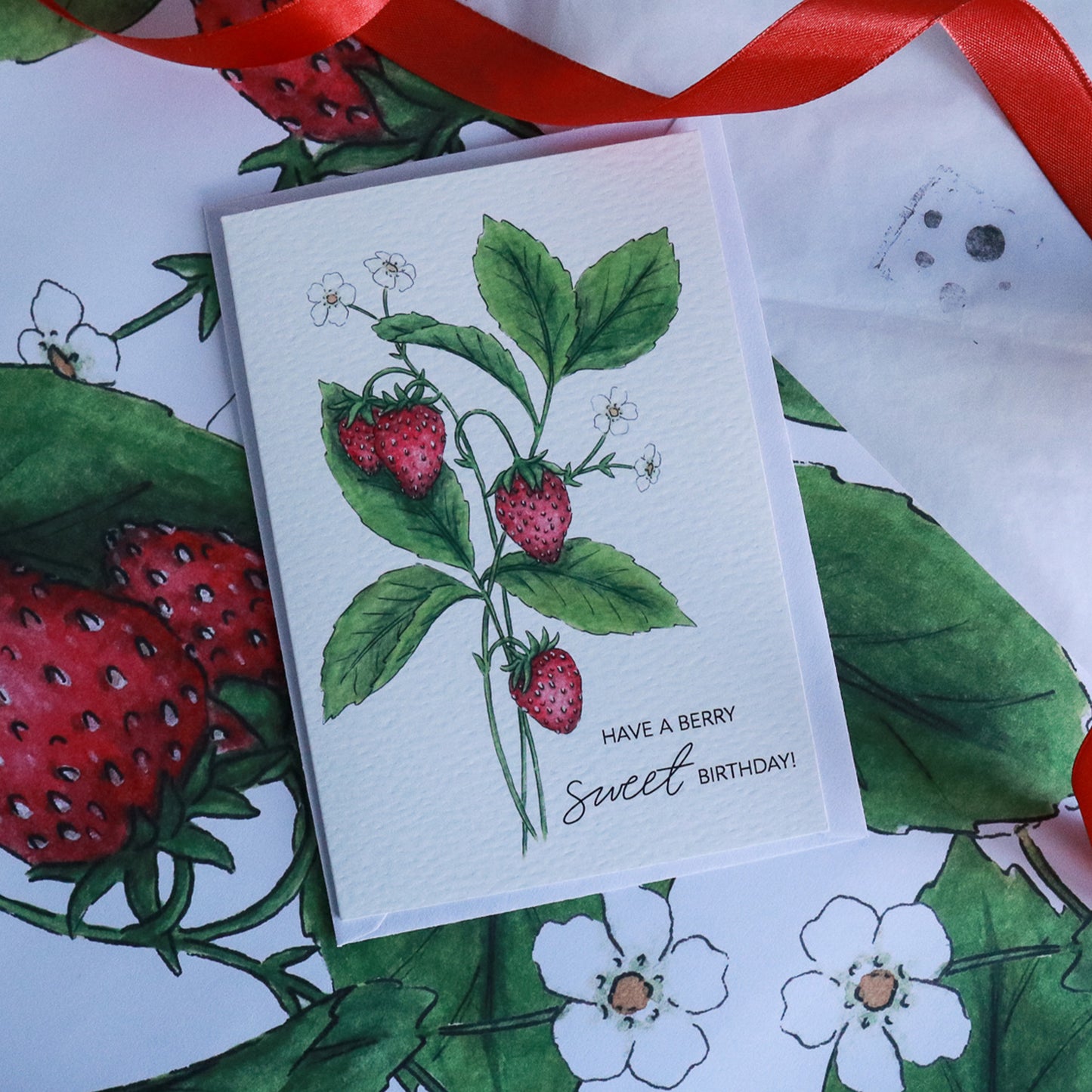 Berry Sweet Birthday Wrapping Paper Sheet & Card Bundle