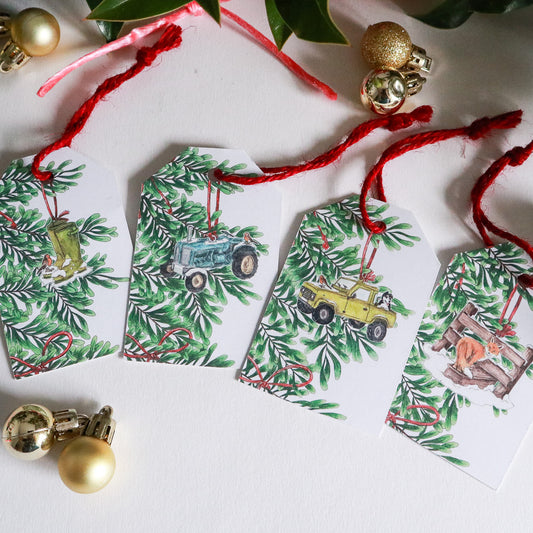 Countryside Christmas Tree Ornaments Gift Tag Pack